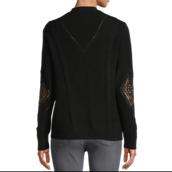 Kobi Halperin Joan Knit Cardigan Lace Sleeve Black Merino Wool Large NWT - Picture 3 of 10
